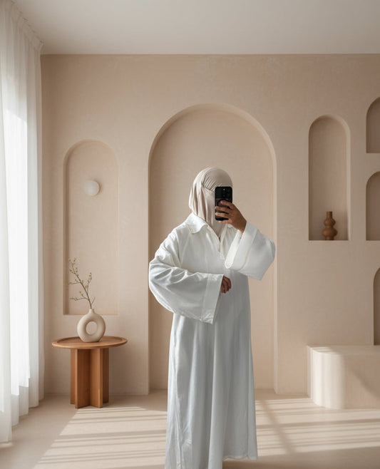 White Abaya Jasminah - Modest White Abaya - Elegant Abaya Dress