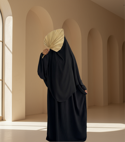 Black Abaya & Khimar Set - ASSIYA Abaya Khimar - Modest Black Outfit