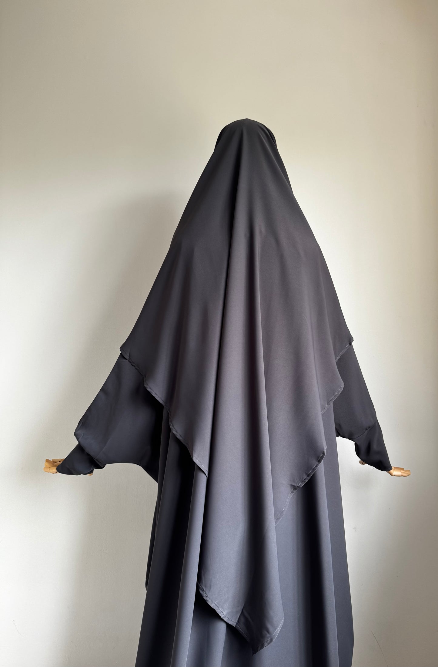 Dark grey Abaya & Khimar Set KHADIJA(Madina Silk)