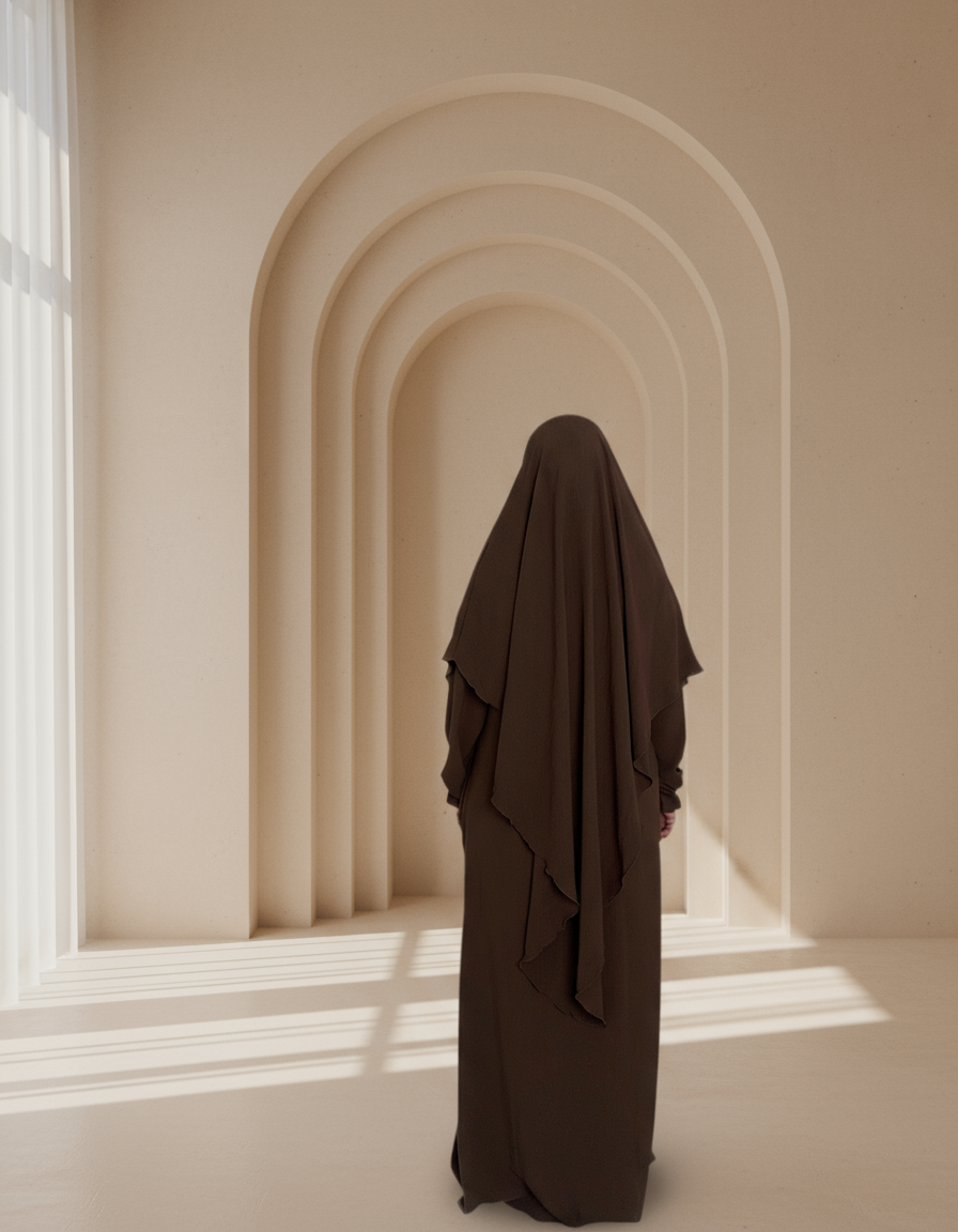 Dark Brown Abaya & Khimar Set - Mariya Abaya Khimar