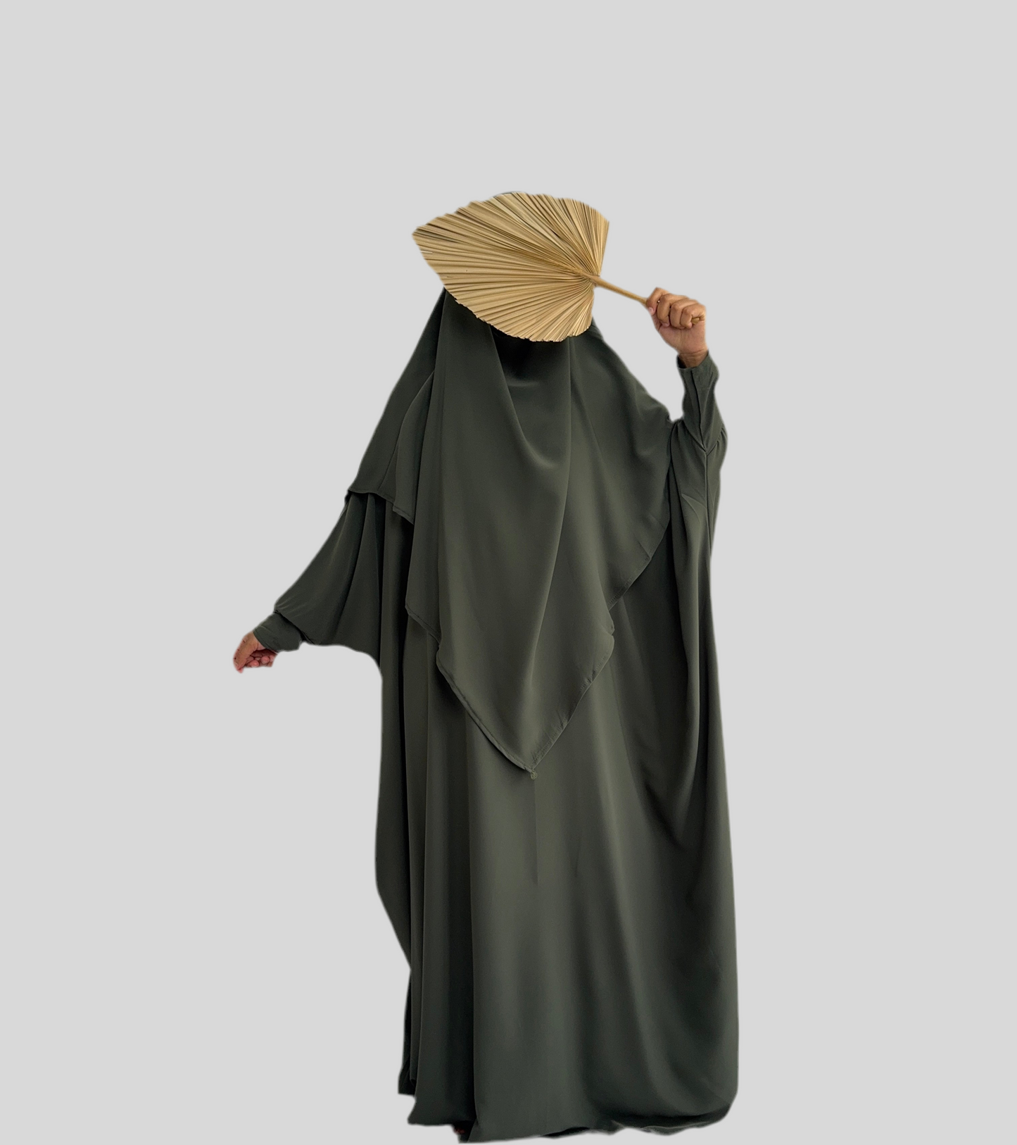 Green Abaya & Khimar Set KHADIJA(Madina Silk)