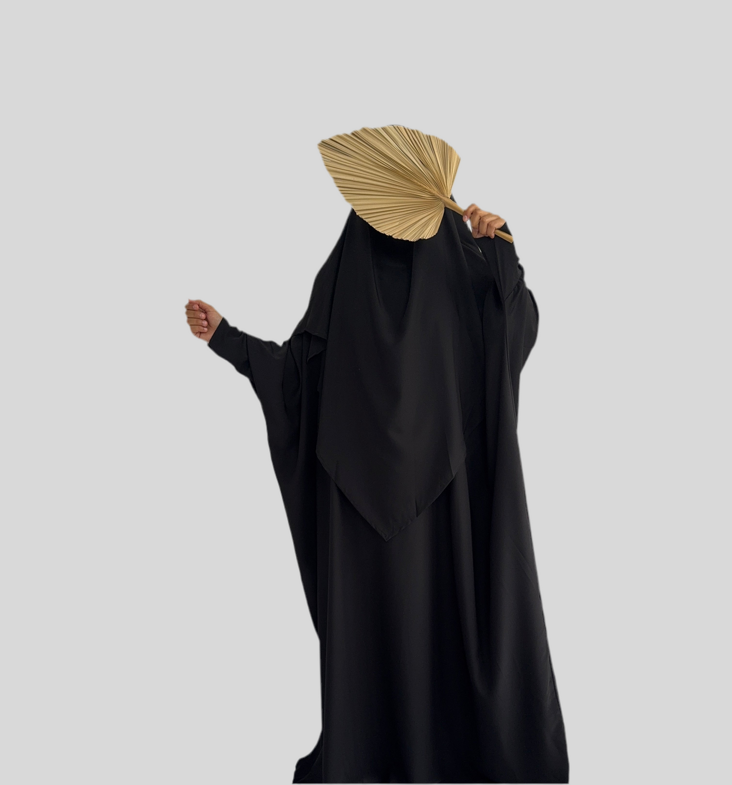 Black Abaya & Khimar Set KHADIJA(Madina Silk)