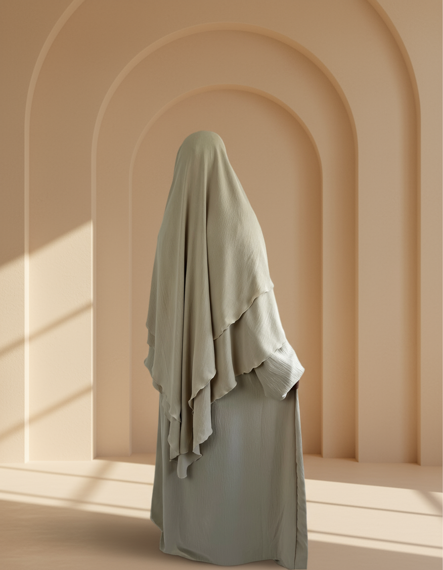 Cream Abaya & Khimar Set - ASSIYA Abaya Khimar - Modest Cream Outfit