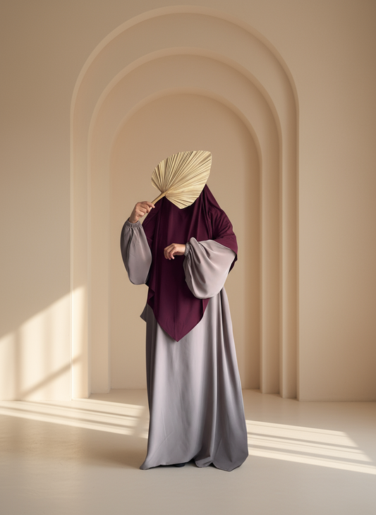 Taupe Balloon Sleeves Abaya - Modest Taupe Abaya - Aisha Abaya