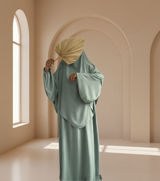 Watergreen Abaya & Khimar Set - ASSIYA Abaya Khimar