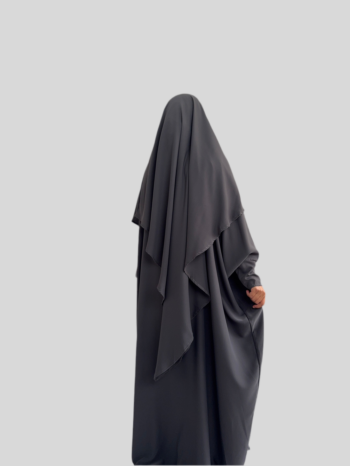 Dark grey Abaya & Khimar Set KHADIJA(Madina Silk)