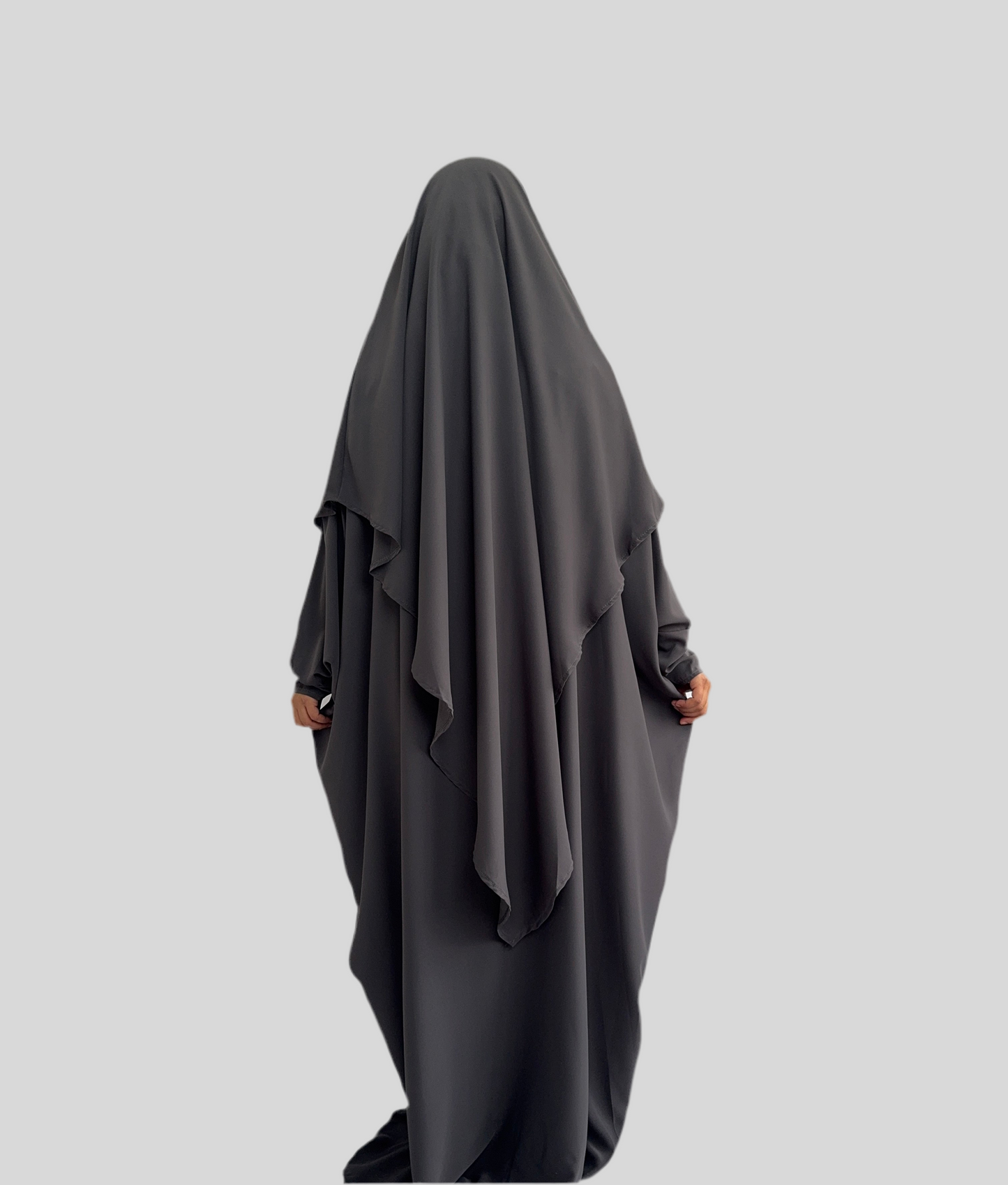 Dark grey Abaya & Khimar Set KHADIJA(Madina Silk)