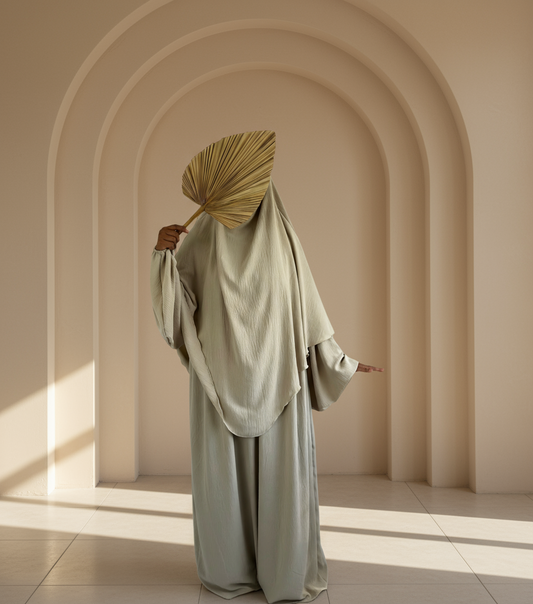 Cream Abaya & Khimar Set - ASSIYA Abaya Khimar - Modest Cream Outfit