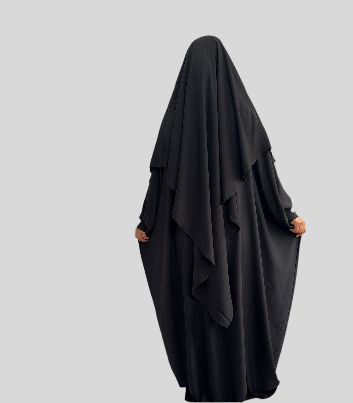 Black Abaya & Khimar Set KHADIJA(Madina Silk)