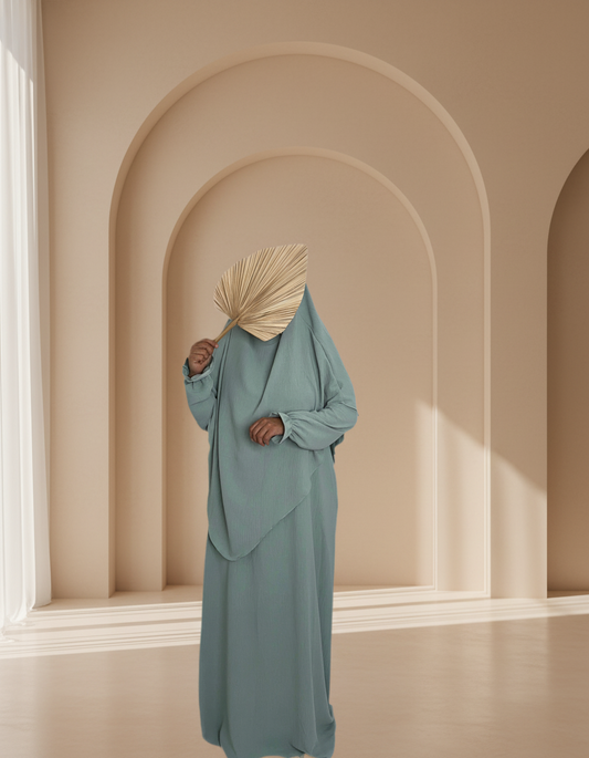 Mint Abaya & Khimar Set - Mariya Abaya Khimar - Modest Mint Outfit