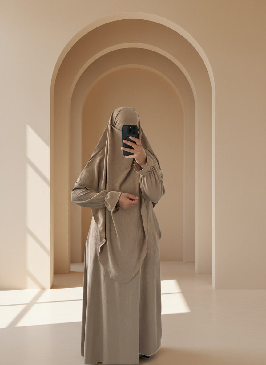 Camel Abaya & Khimar Set - Mariya Abaya Khimar
