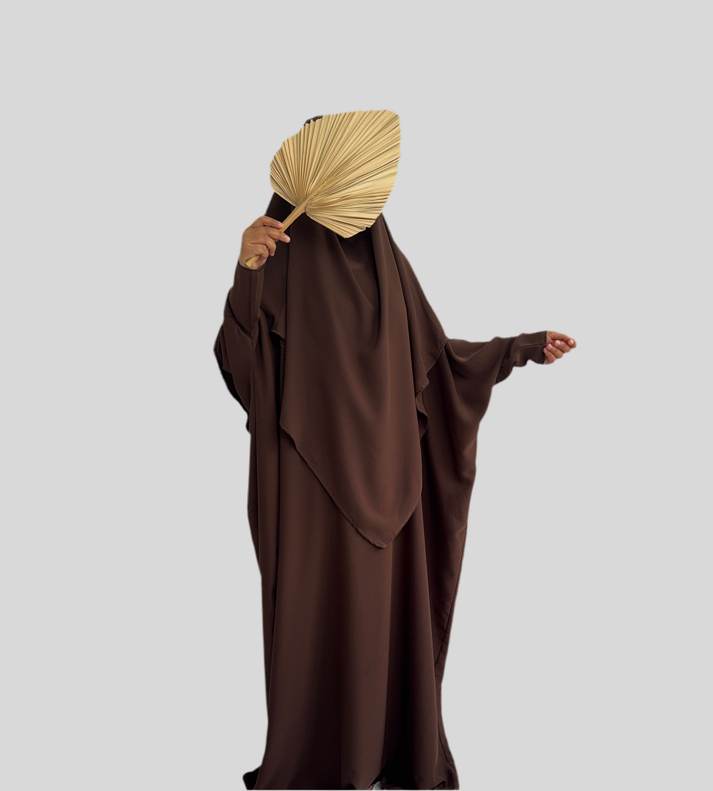 Chocolate Abaya & Khimar Set KHADIJA(Madina Silk)
