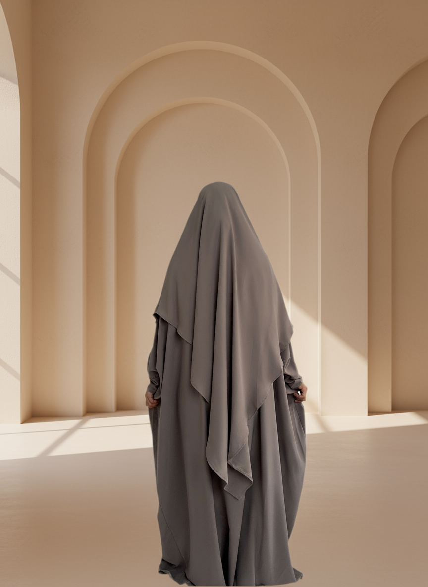 Abaya and Khimar Set - Medina Silk Abaya - Elegant Khimar Outfit