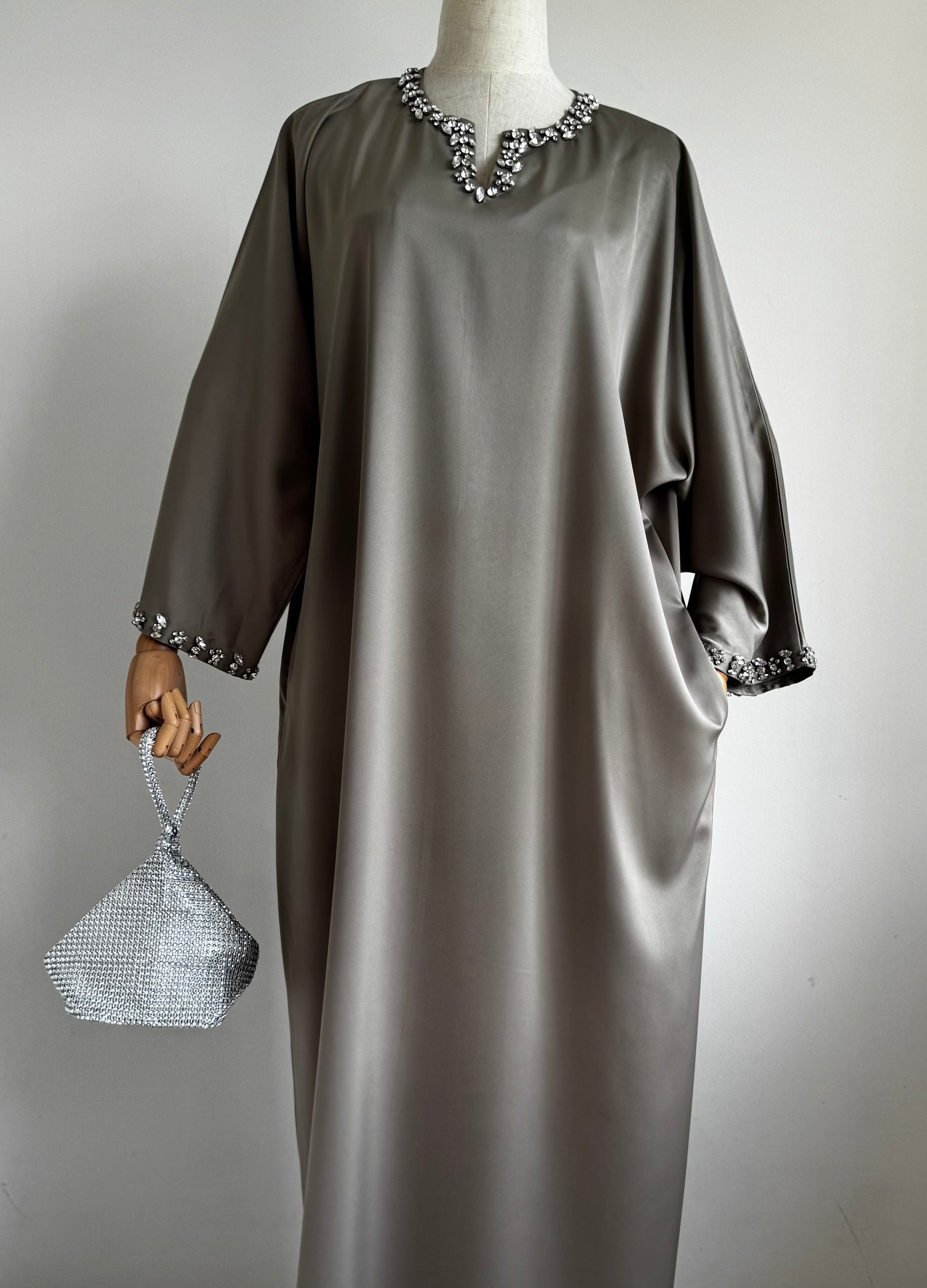 Taupe Abaya ALYA - Modest Taupe Abaya - Elegant Abaya Dress