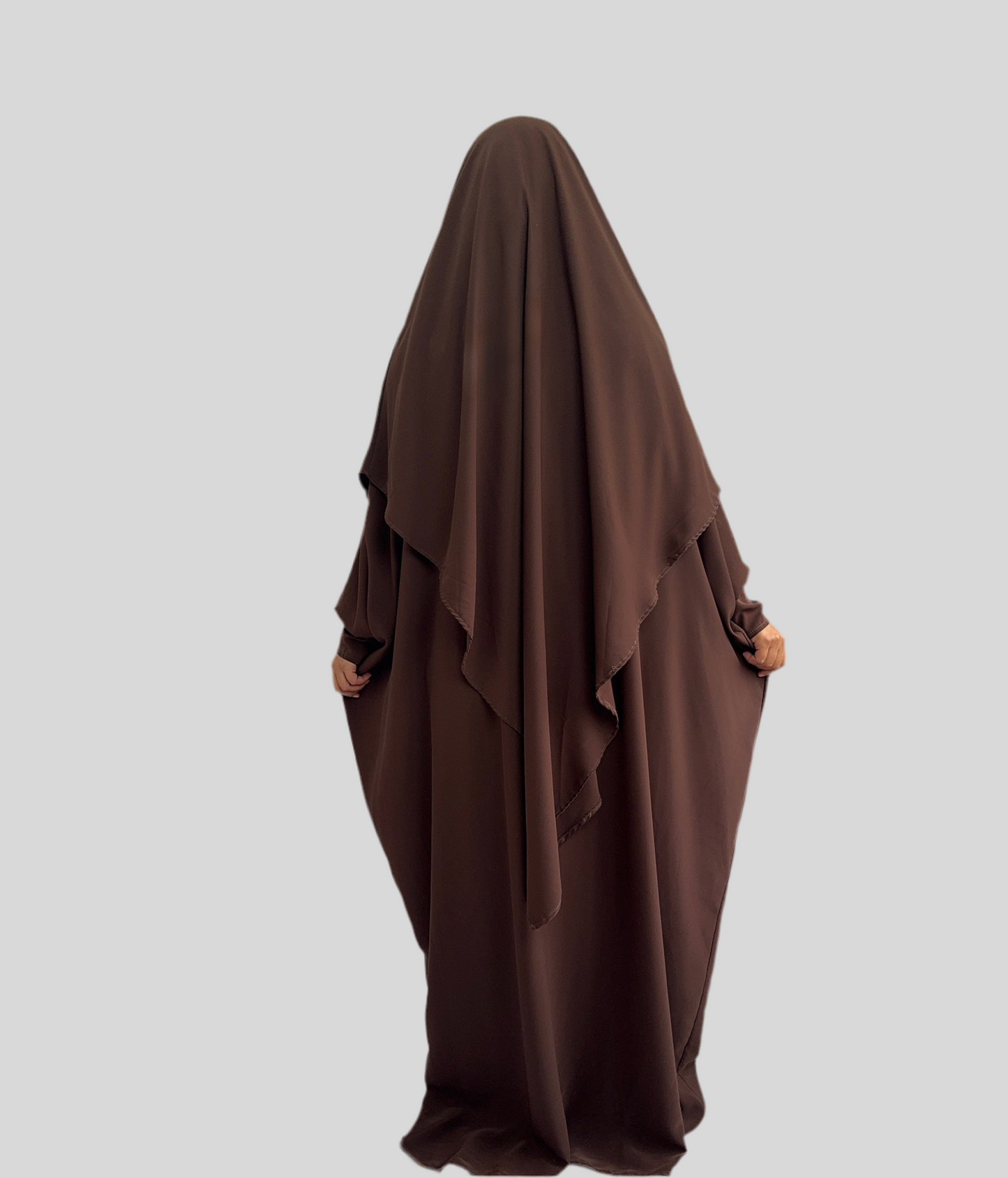 Chocolate Abaya & Khimar Set KHADIJA(Madina Silk)
