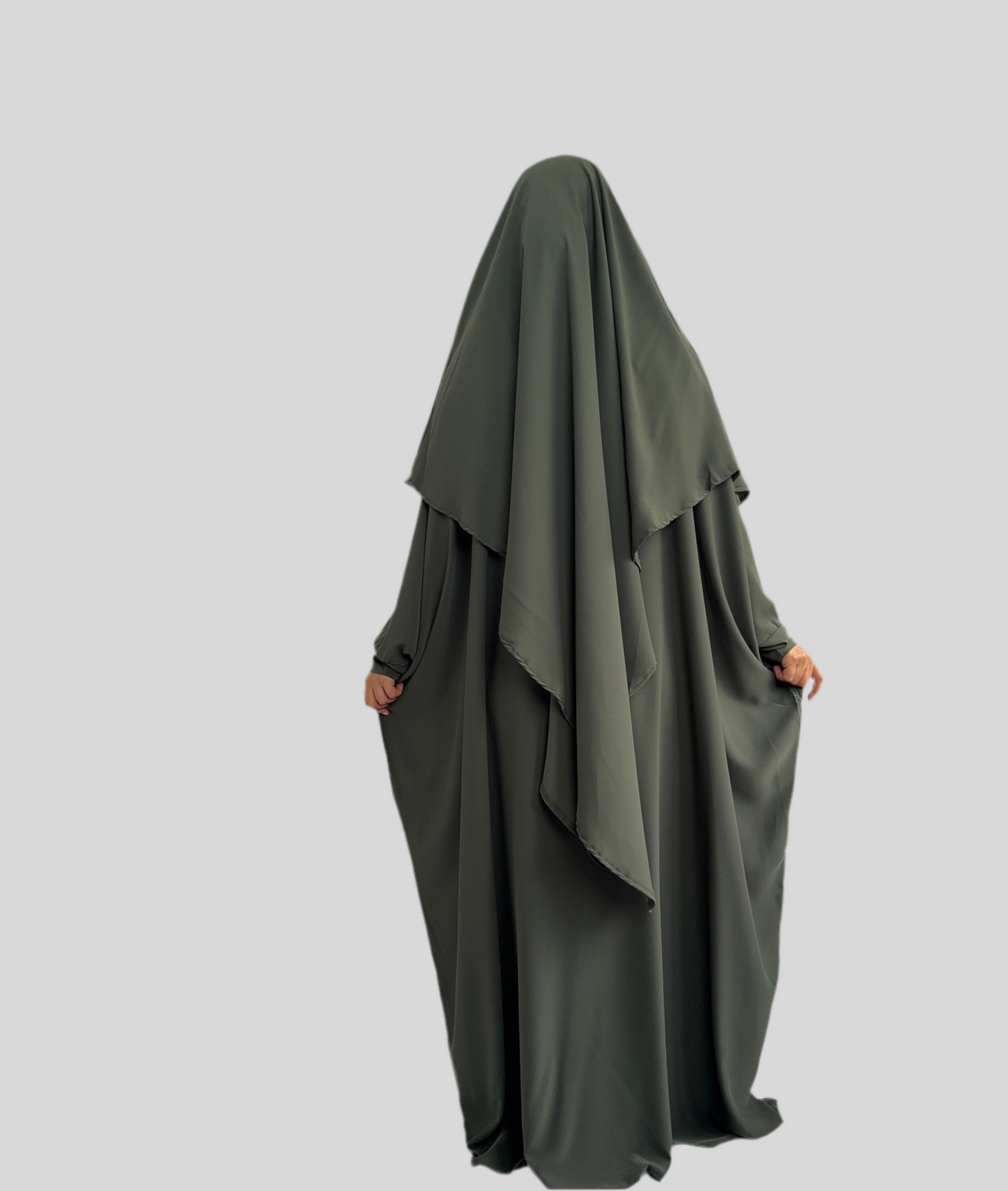 Green Abaya & Khimar Set KHADIJA(Madina Silk)