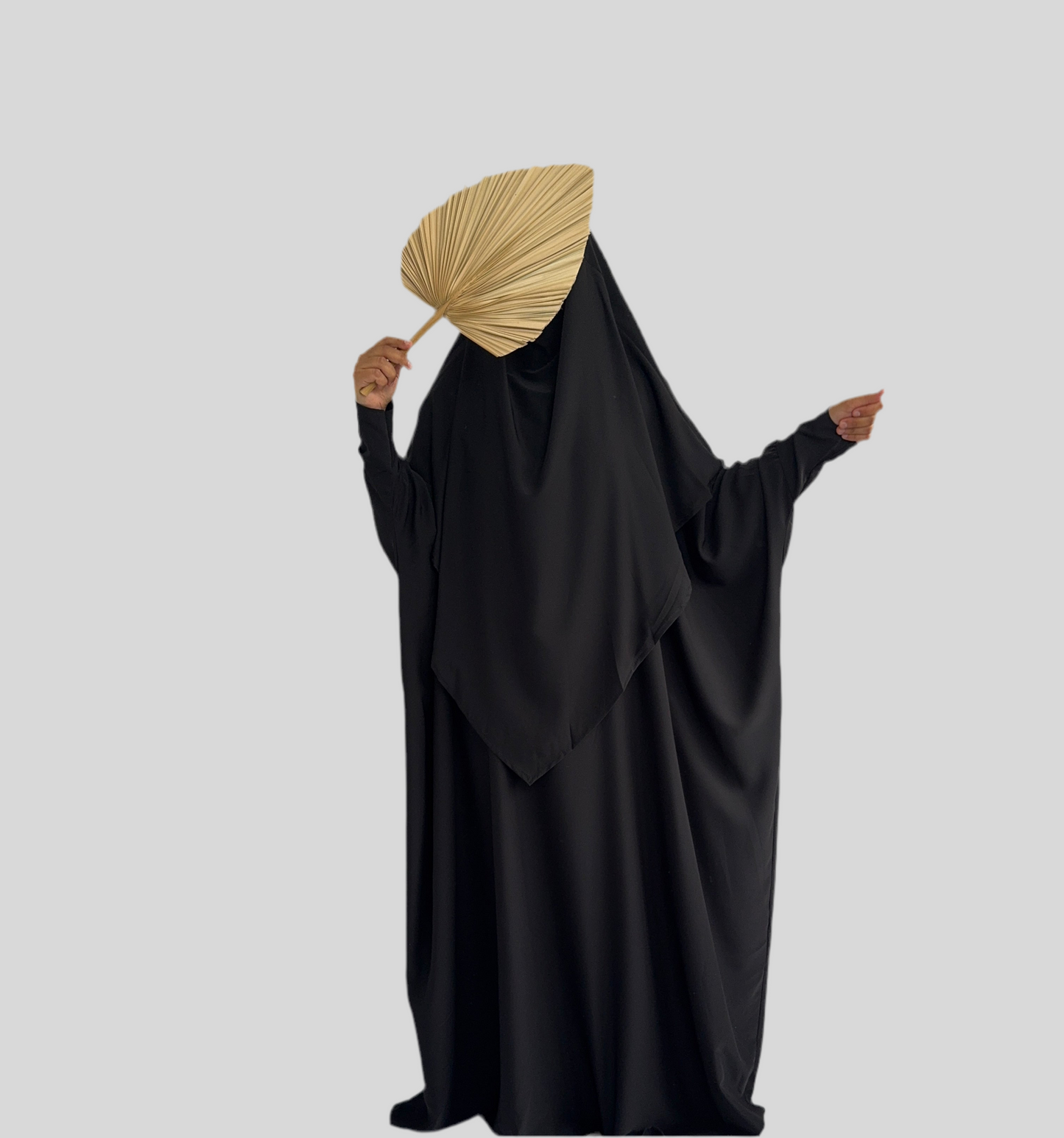 Black Abaya & Khimar Set KHADIJA(Madina Silk)