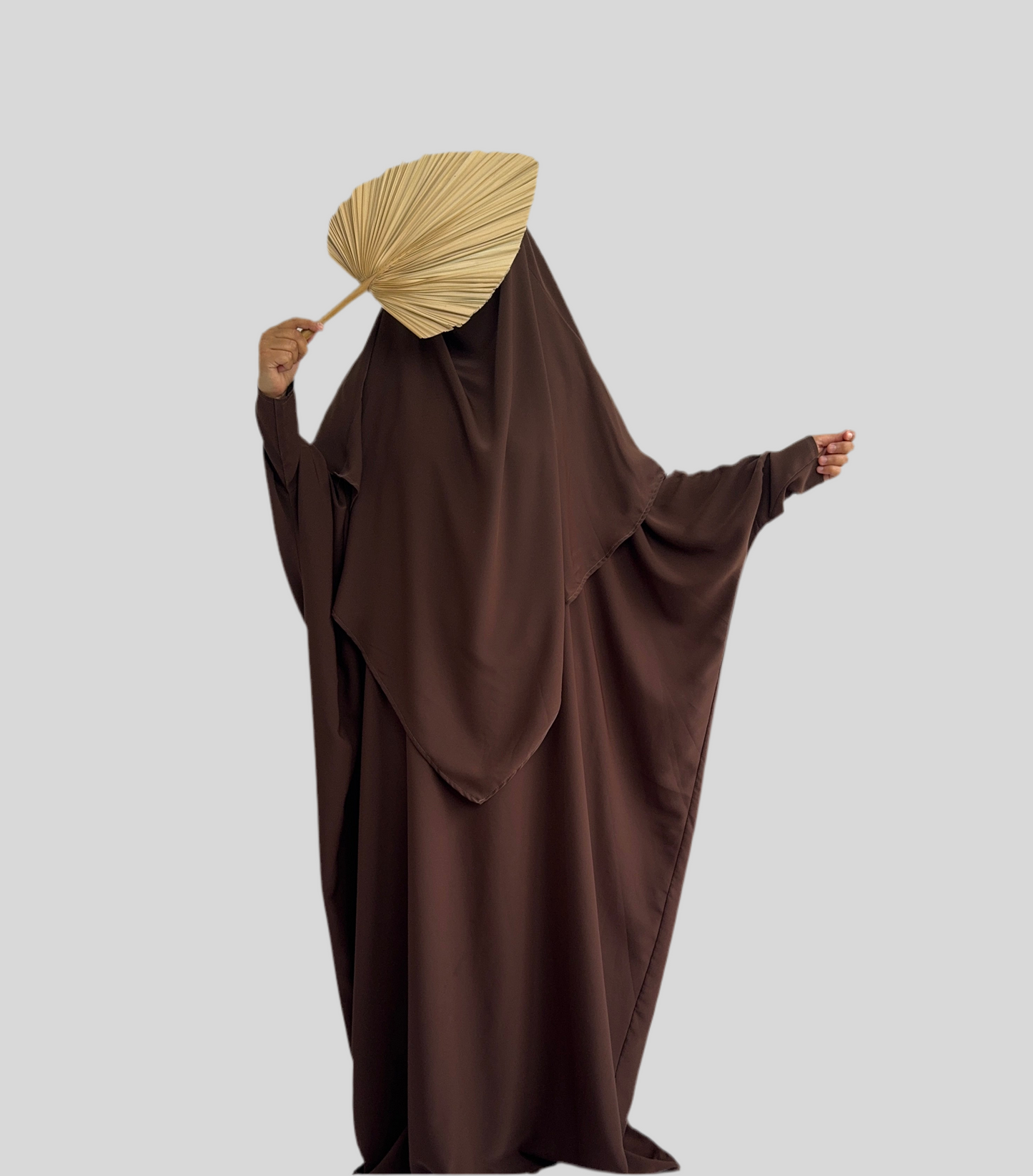 Chocolate Abaya & Khimar Set KHADIJA(Madina Silk)