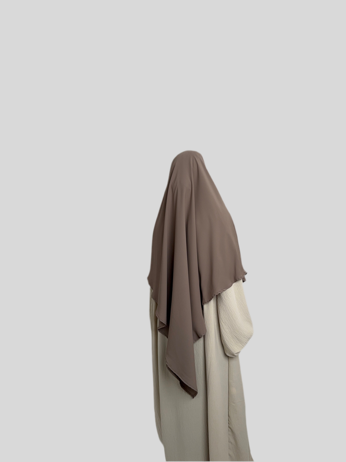 Light Taupe Medina Silk Khimar