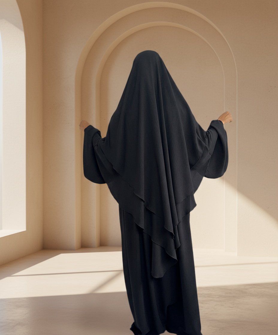 Black Abaya & Khimar Set - ASSIYA Abaya Khimar - Modest Black Outfit