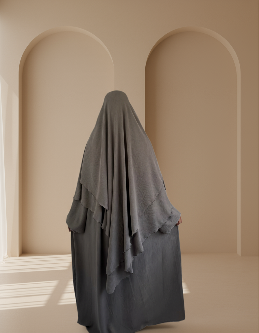Taupe Abaya & Khimar Set - ASSIYA Abaya Khimar - Modest Taupe Outfit