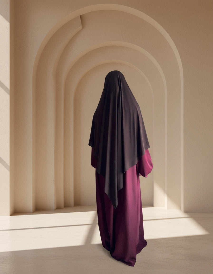 Burgundy Balloon Sleeves Abaya - Modest Abaya - Aisha