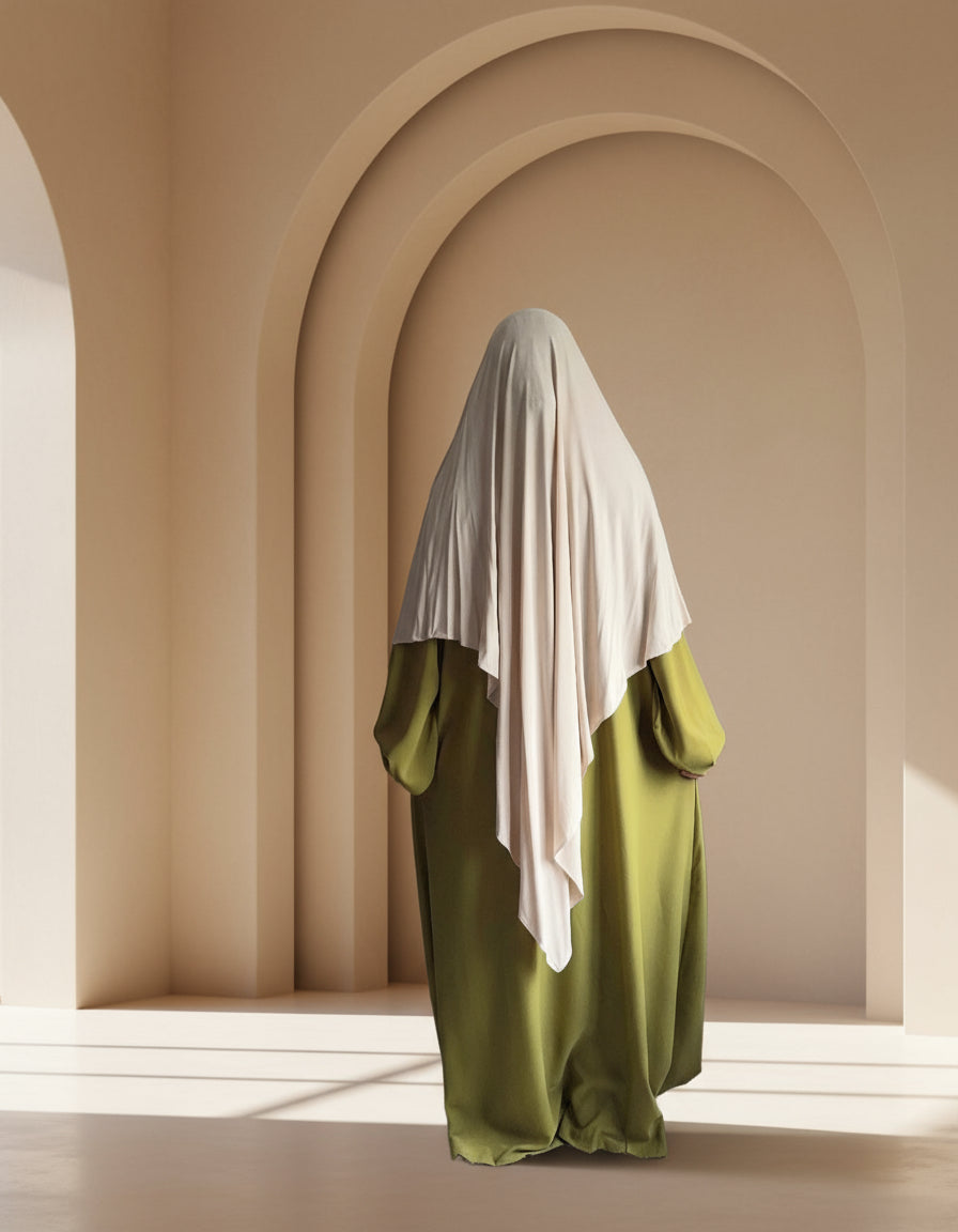 Olive Balloon Sleeves Abaya - Modest Abaya - Aisha