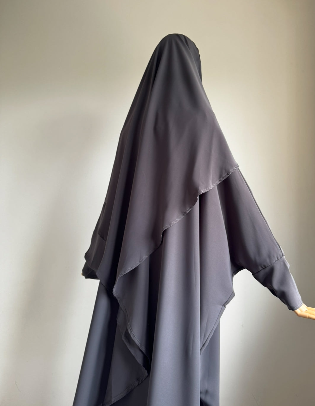 Dark grey Abaya & Khimar Set KHADIJA(Madina Silk)