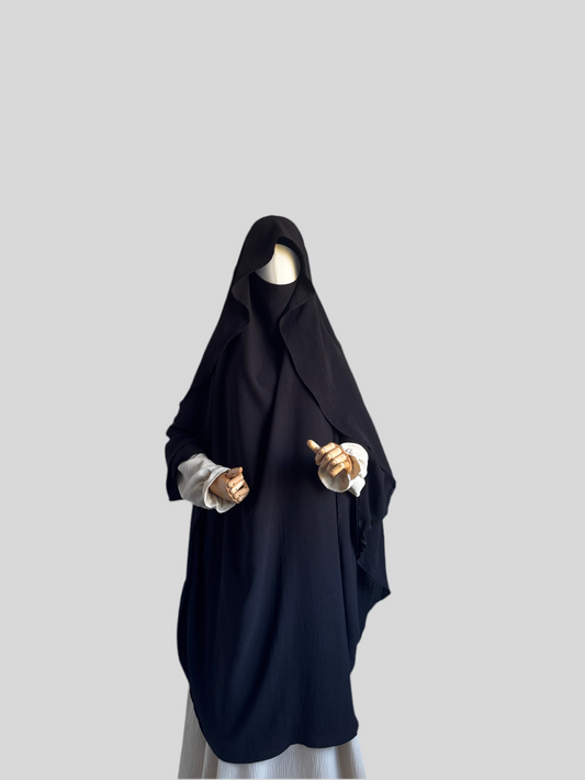 Maxi Black Indonesian Khimar Cap