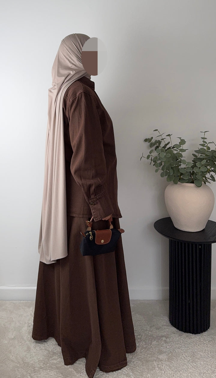 100% Cotton Denim MaxiSkirt – Modest &amp; Oversized Fit -2 pockets