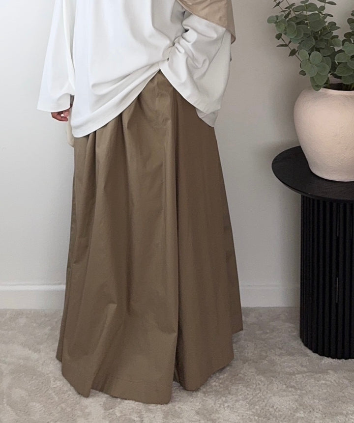 Oversized Modest Maxi Skirt in Premium Cotton Poplin | Elastic Waist &amp; Pockets