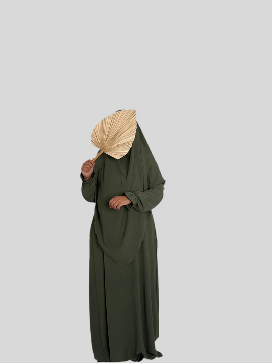 Kaki Abaya & Khimar Set Mariya