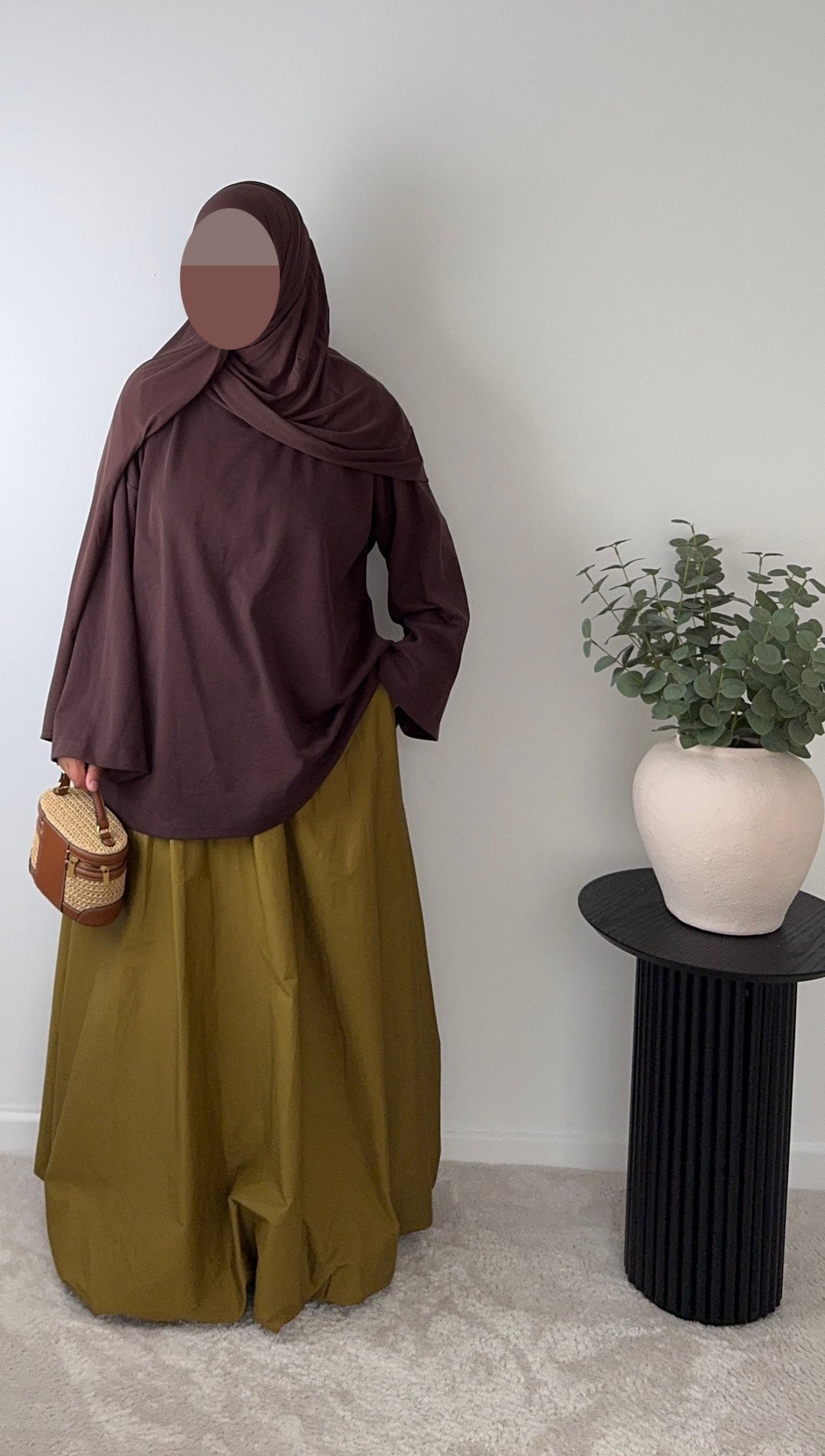 Olive Green Balloon Skirt | 100% Cotton | Fully Lined
