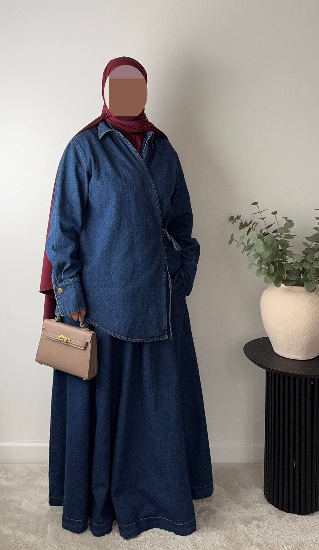 100% Cotton Denim MaxiSkirt – Modest &amp; Oversized Fit -2 pockets