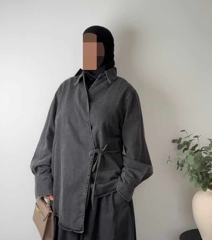 100% Cotton Denim WrapTop – Modest Kimono Style