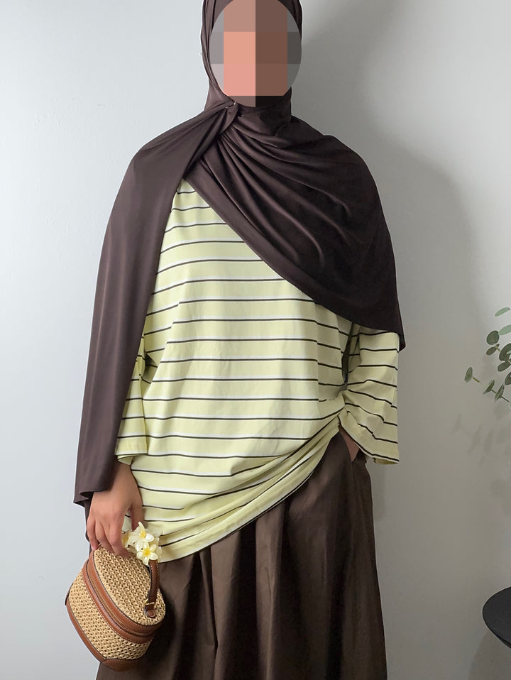Oversized Stripe Cotton Top- 3/4 sleeves