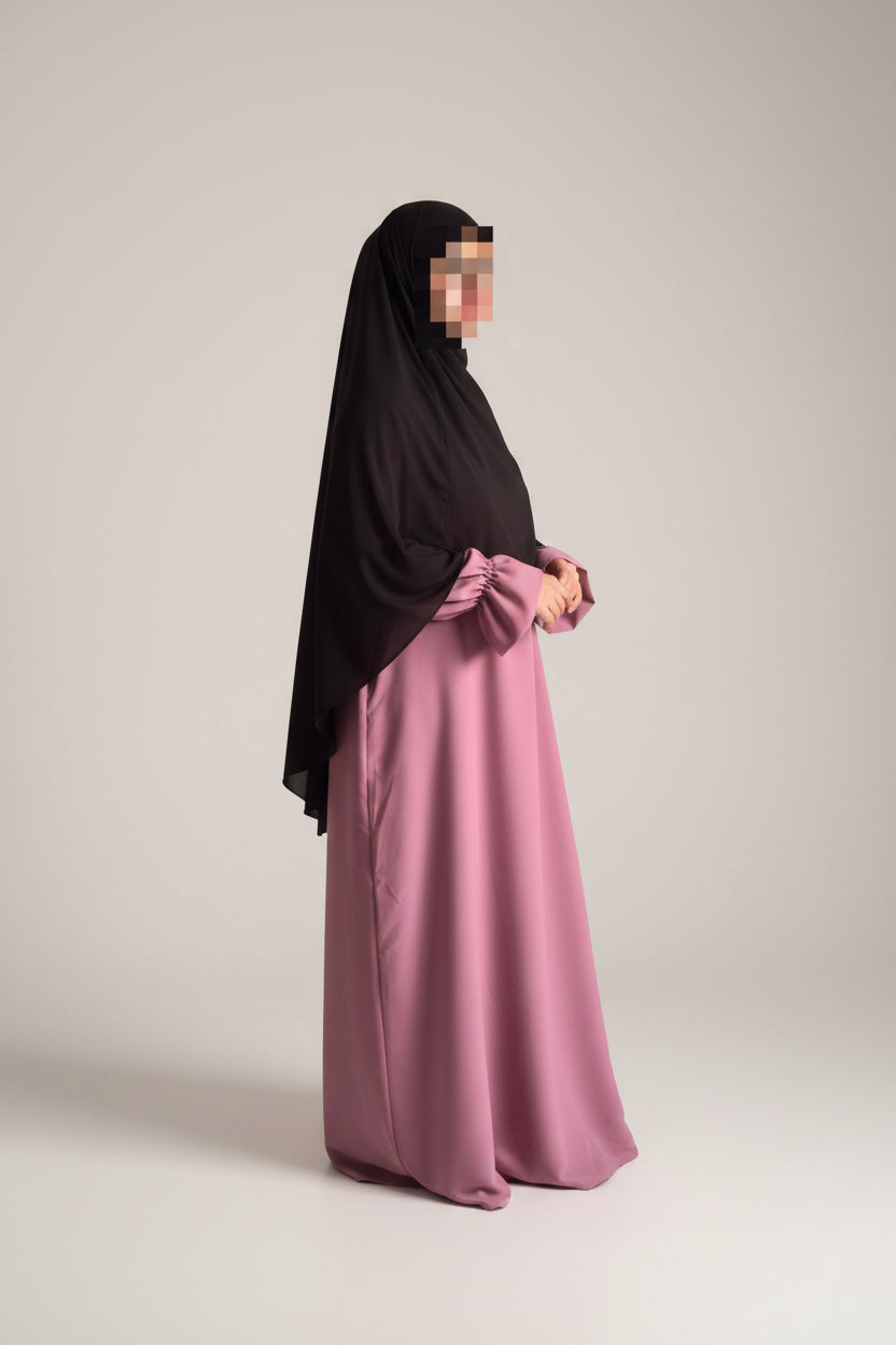 Maryam Medina Silk Abaya – Elegant Modest Maxi Dress with Tulip Sleeves