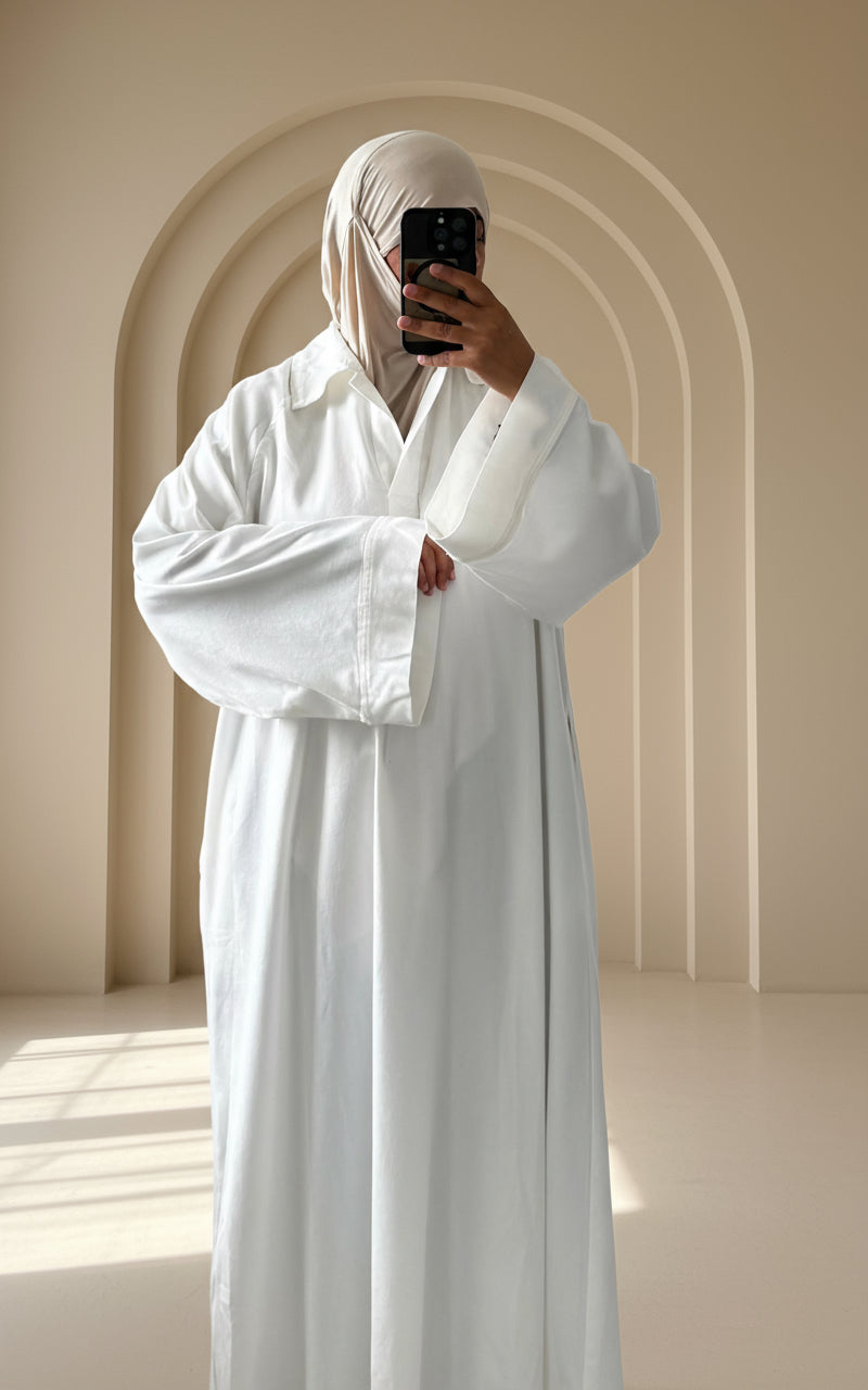White Abaya Jasminah - Modest White Abaya - Elegant Abaya Dress