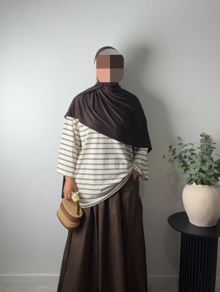 Oversized Stripe Cotton Top- 3/4 sleeves