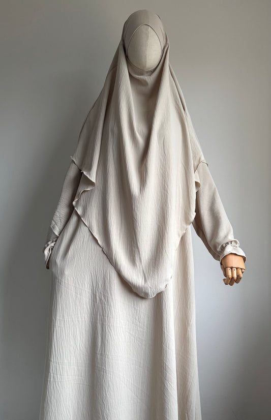 Cream Abaya & Khimar Set Mariya