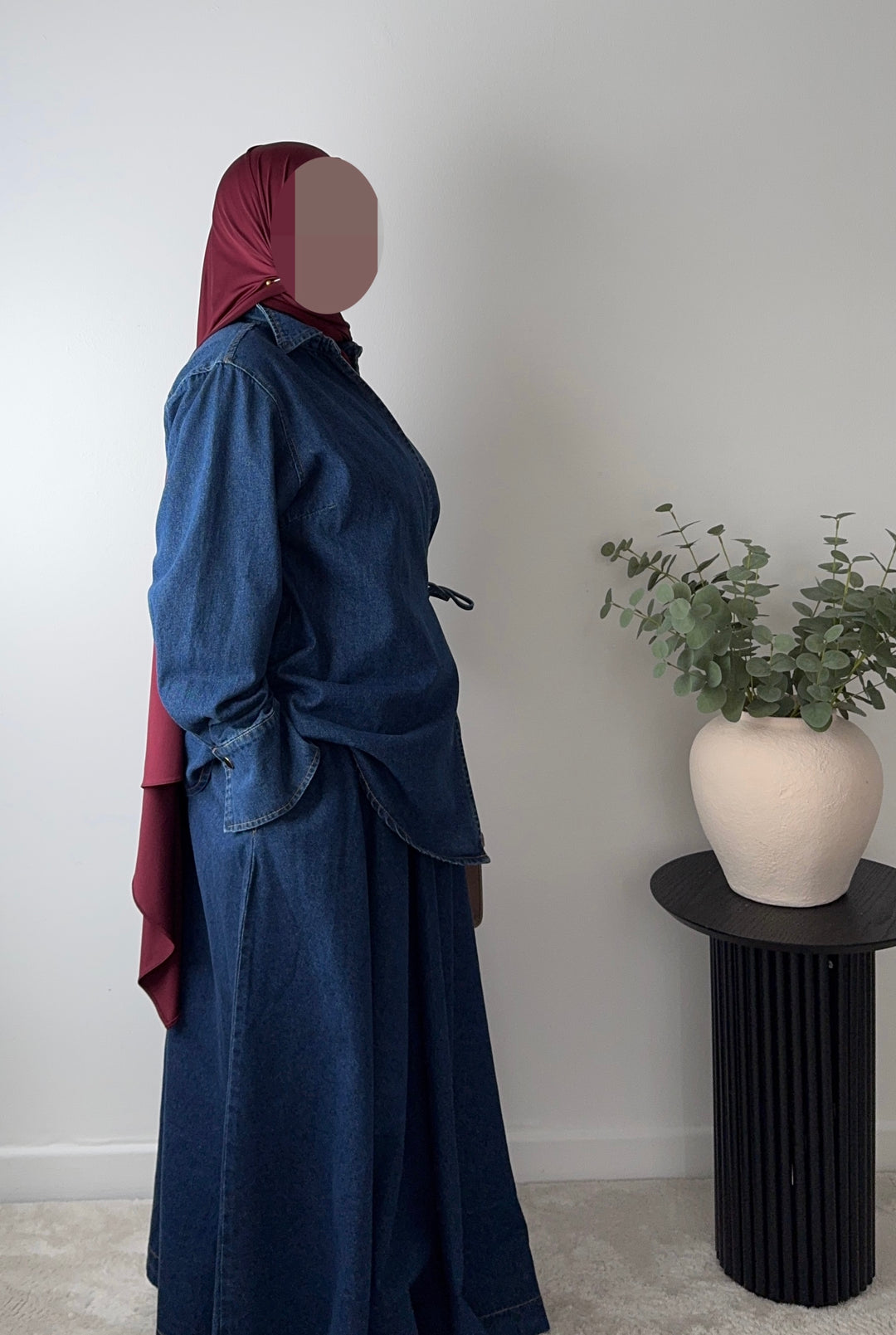 100% Cotton Denim MaxiSkirt – Modest &amp; Oversized Fit -2 pockets