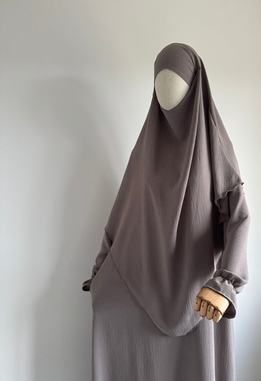 Taupe Abaya & Khimar Set Mariya
