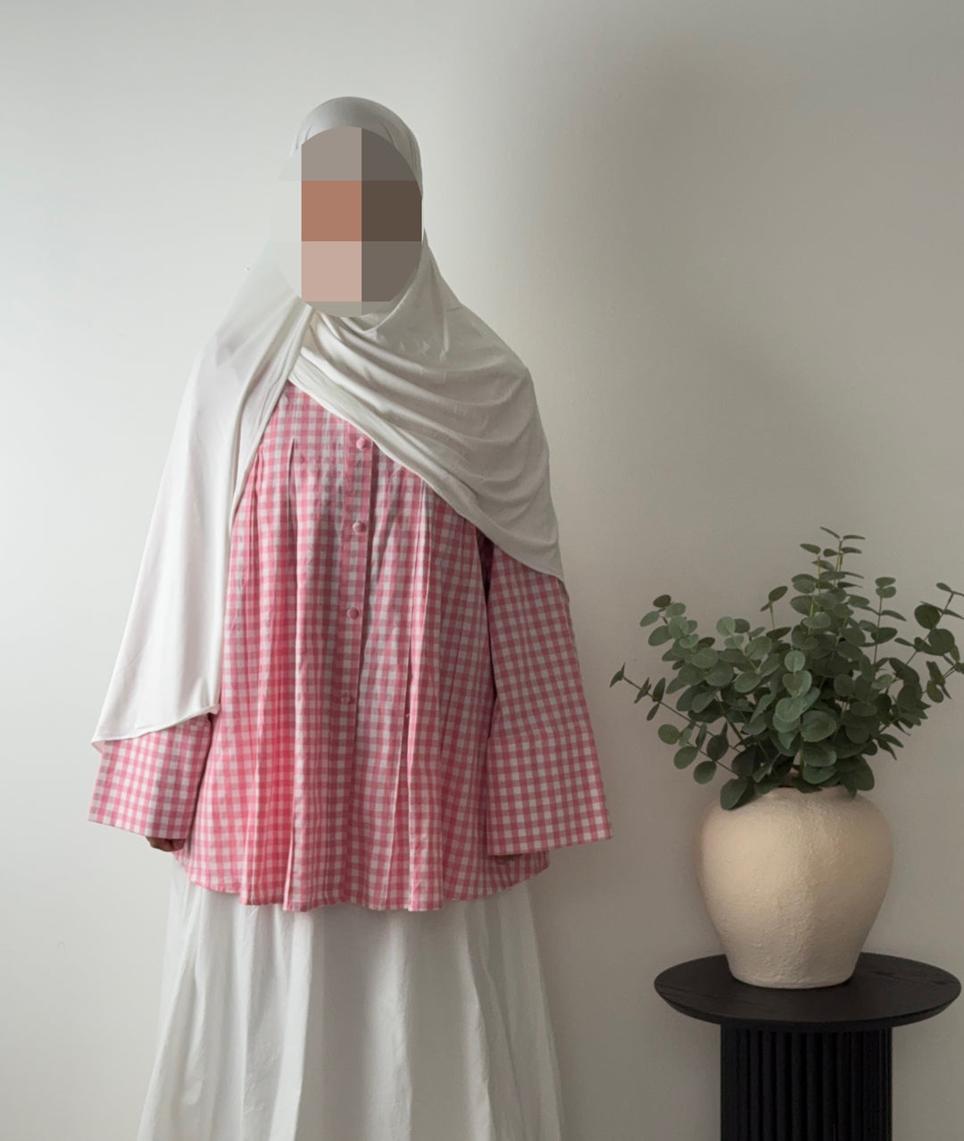 Pink Gingham Oversized Cotton Shirt
