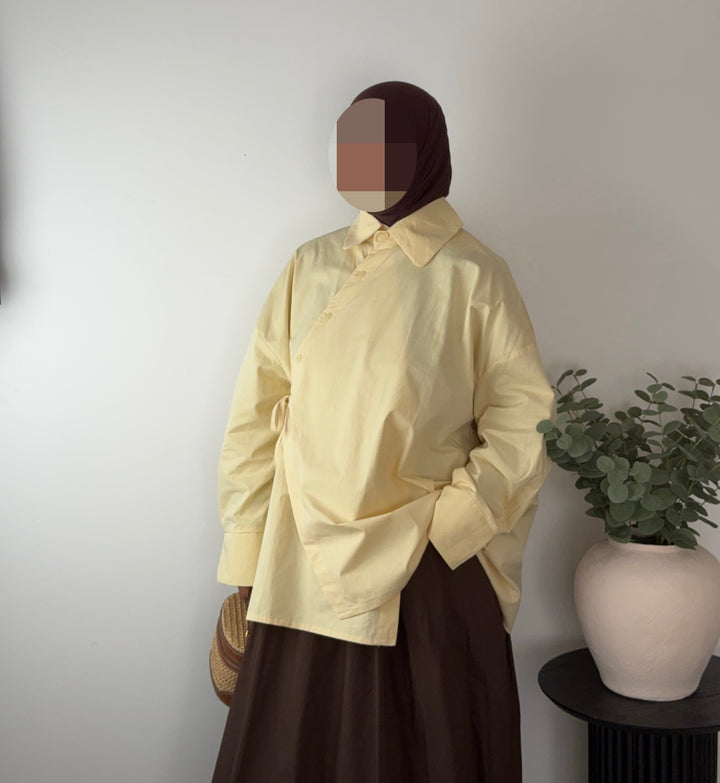 100% Cotton Asymmetrical Oversized Shirt – Modern Elegance