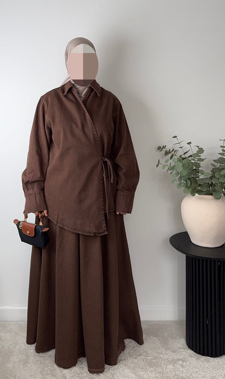 100% Cotton Denim MaxiSkirt – Modest &amp; Oversized Fit -2 pockets