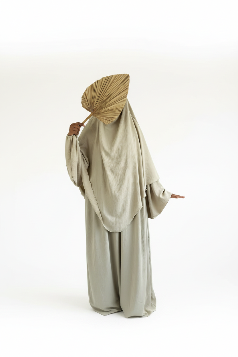Cream Abaya & Khimar Set - ASSIYA Abaya Khimar - Modest Cream Outfit