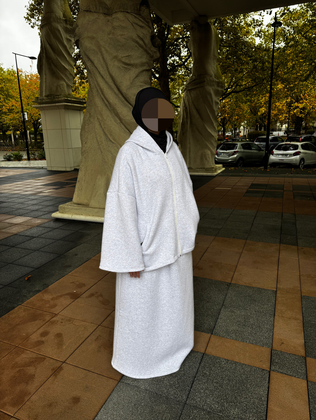 Cosy Modest Two-Piece Set – Fleece-Lined Jacket &amp; Maxi Skirt