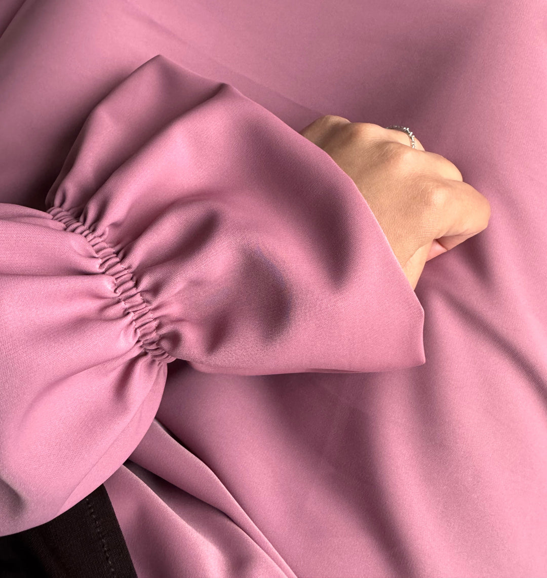 Maryam Medina Silk Abaya – Elegant Modest Maxi Dress with Tulip Sleeves