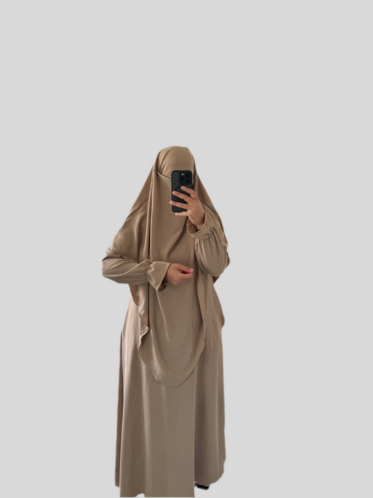 Camel  Abaya & Khimar Set Mariya