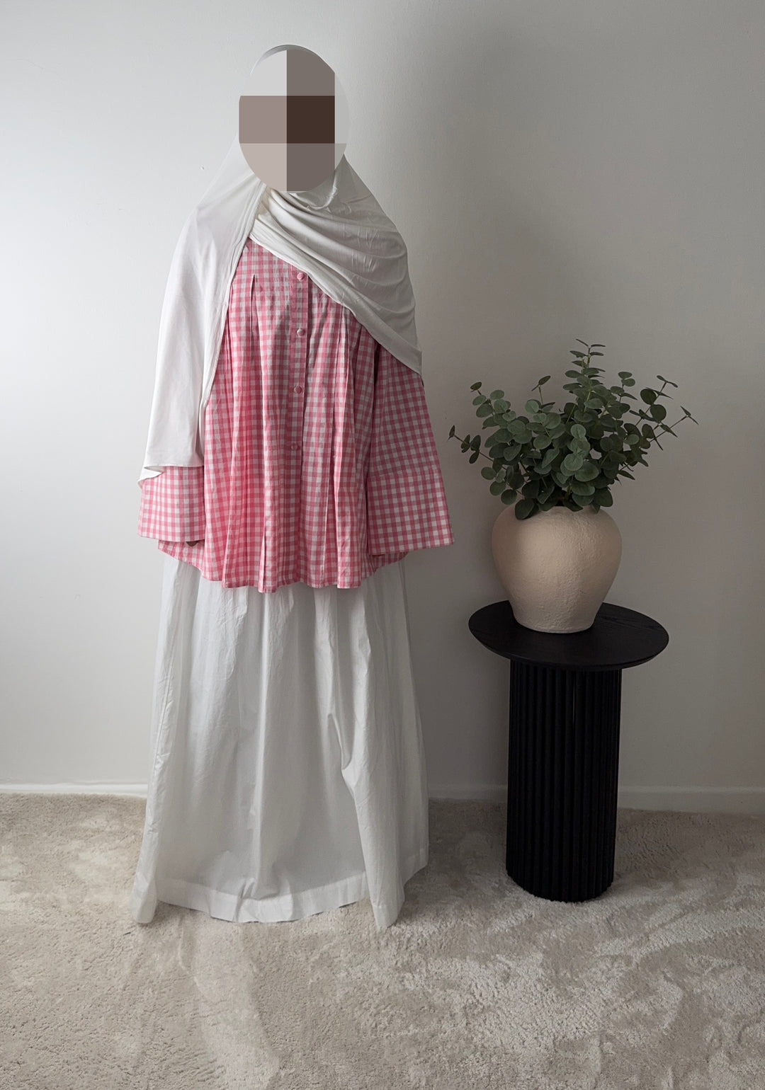 Pink Gingham Oversized Cotton Shirt